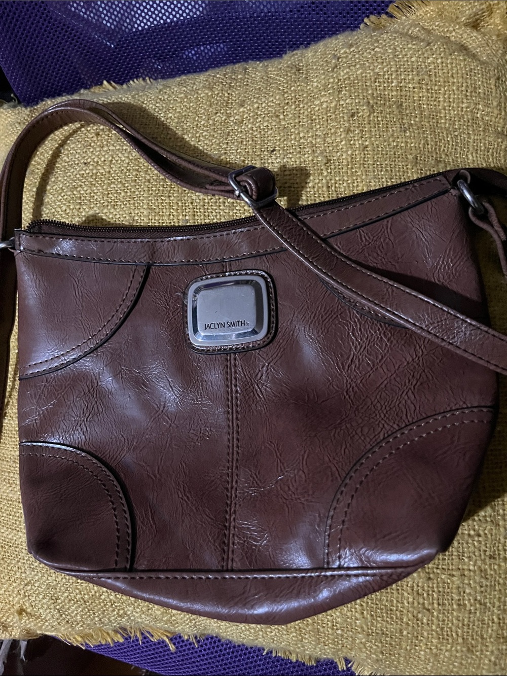 Jaclyn Smith Dark Brown Faux Leather Crossbody Bag